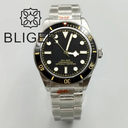 BLIGER 39mm Classic Wine Red Diver Watch For Men NH35 Mechanical Domed Sapphire Glass100m Waterproof Super Luminous Reloj Hombre