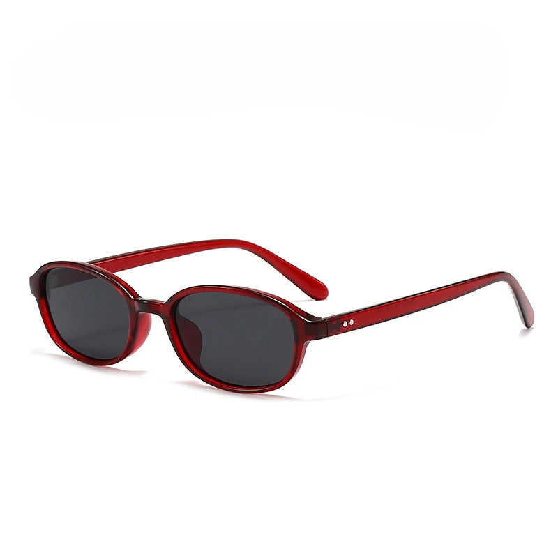 Personalized oval-shaped small frame plastic-rimmed sunglasses for men and women, suitable for daily sun protection