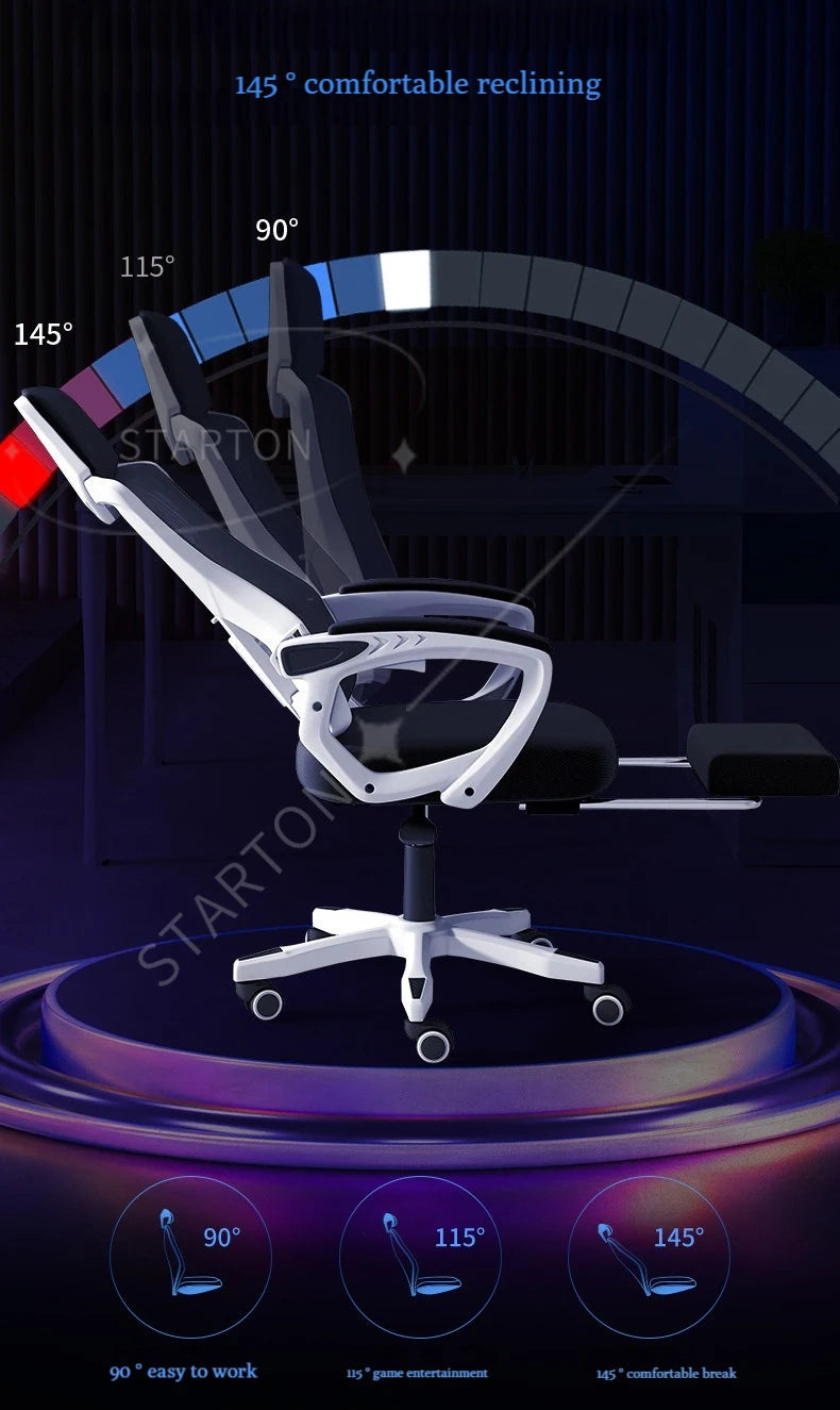 High Density Mesh Office Chair with Footrest, Ergonomic Home Office Chair, Adjustable Executive Swivel Chair with Comfortable Foam Seat