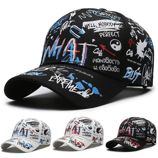 New Fashion Women Men Graffiti Cotton Baseball Cap Unisex Printed Snapback Hat Hip Hop Trendy Outside Cap Hat for Men Women