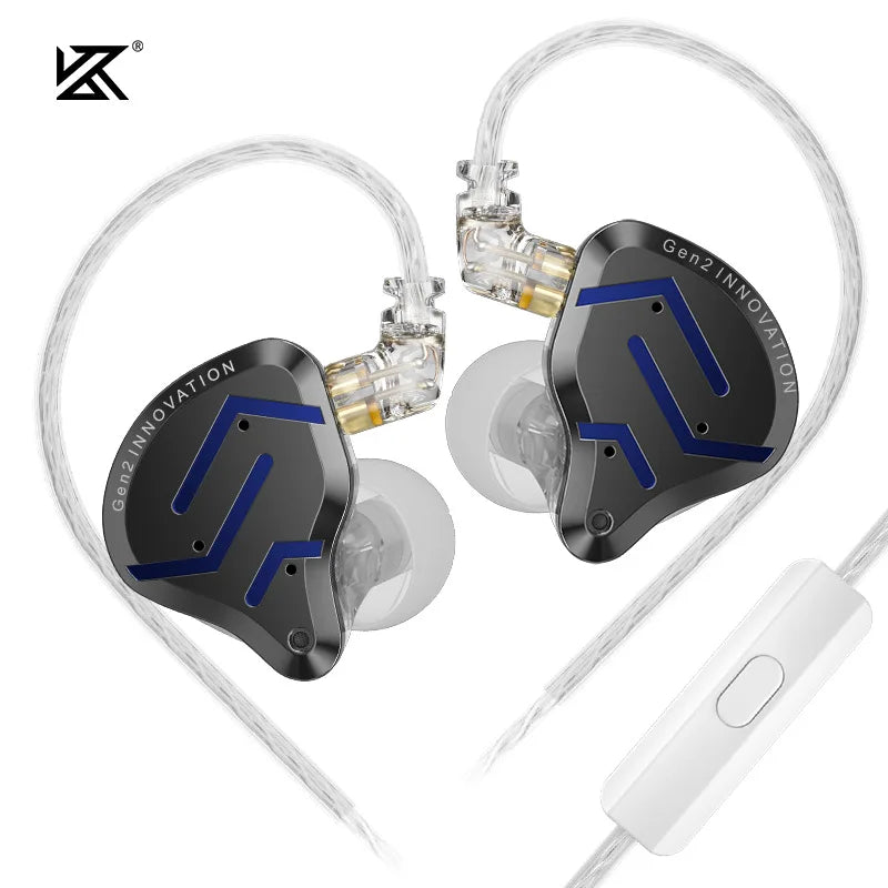 KZ ZSN Pro 2 Hybrid In-Ear Wired Headphones – 1BA+1DD HiFi Bass Noise Cancelling Earphones with Mic