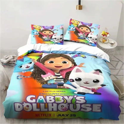 Gabbys Doll house 3D Printed Duvet Case Pillowcase Bedding Set Twin Full King for Kids Adults Bedroom