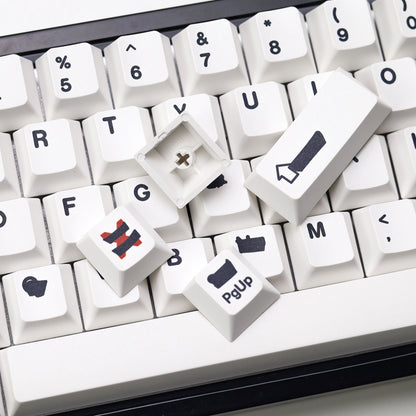 KBDiy Retro GMK Redacted Keycaps White ISO Cherry Profile PBT Keycap Alice Spacer Bar 7u For 60 Mechanical Keyboard MX Switch