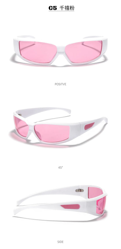 KLASSNUM Women Y2k Glasses Men 2026 Trendy New Sunglasses Future Sense Of Technology Girls Silver Pink Sunglasses UV400 Eyewear