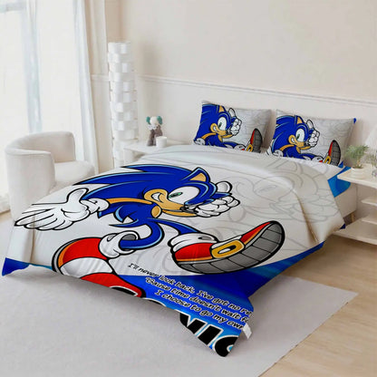 Cute Sonics Boy Bedding Set Digital Cartoon Sonics Duvet Cover Comforter Bed Youth Kids Girl Boys Gift