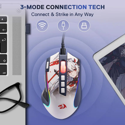 Redragon M612AK PRO RGB Gaming Mouse Wireless & Wired, 8000 DPI Optical Gaming Mouse with 9 Programmable Buttons, RGB Backlit Ergonomic Gaming Mouse