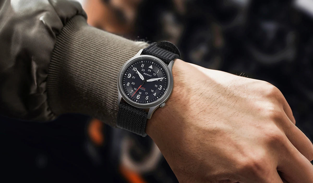 BERNY Full Titanium Watches for Men Outdoor Quartz Men's Field Wristwatch VH31 Super Luminous Sapphire Easy Read Watch