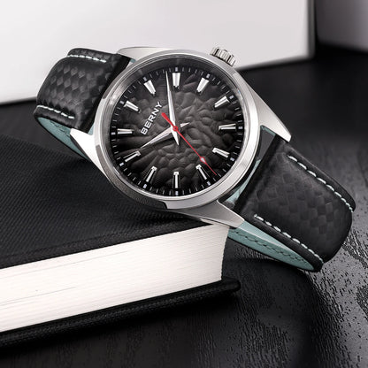 BERNY Men's Watch 10ATM Sapphire Luminous Fashion Quart Watches Full Stainless Steel Classic Dress Business Wristwatch