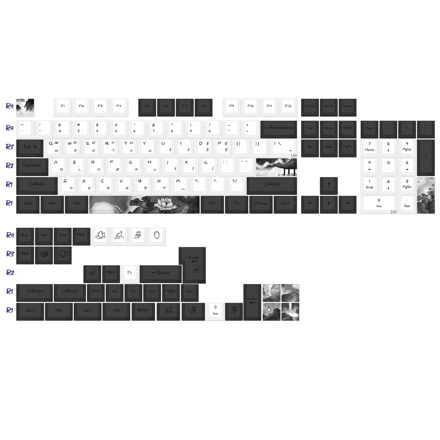 KBDiy Retro GMK Redacted Keycaps White ISO Cherry Profile PBT Keycap Alice Spacer Bar 7u For 60 Mechanical Keyboard MX Switch