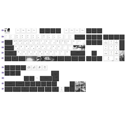 KBDiy Retro GMK Redacted Keycaps White ISO Cherry Profile PBT Keycap Alice Spacer Bar 7u For 60 Mechanical Keyboard MX Switch