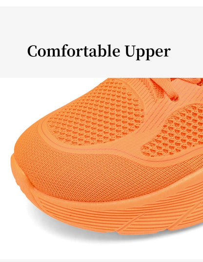 Fashion Platform Men's Running Shoes Trendy Casual Knit Breathable Orange Sneakers Men Outdoor Sports Non-slip Jogging Shoes Man