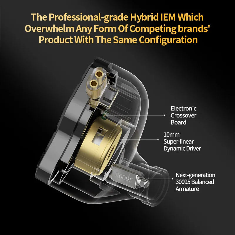 KZ ZSN Pro 2 Hybrid In-Ear Wired Headphones – 1BA+1DD HiFi Bass Noise Cancelling Earphones with Mic