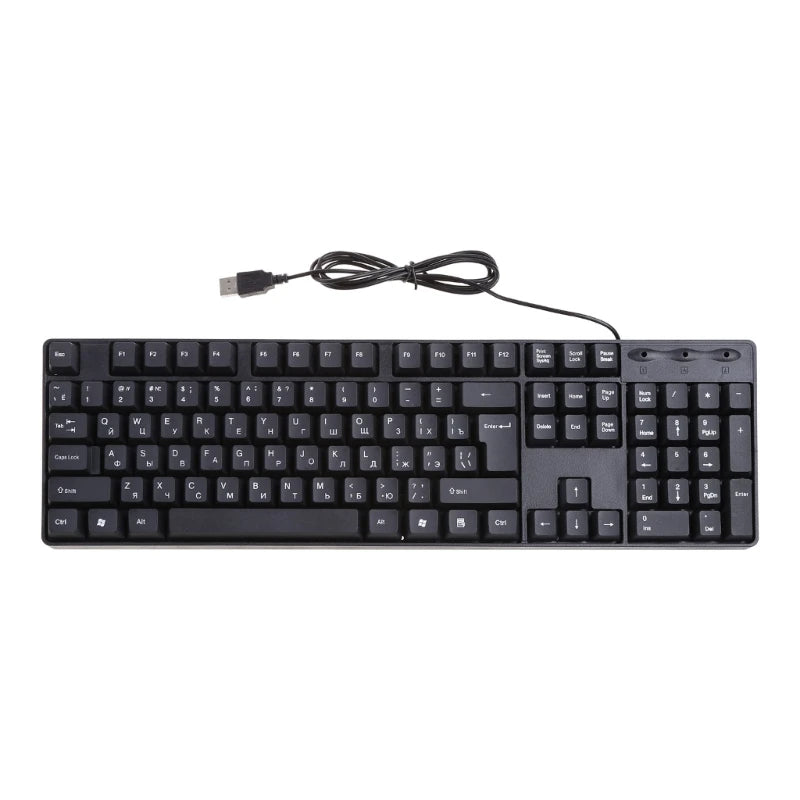 Teclado ergonómico USB para PC, teclado russo / teclado inglês, DropShipping