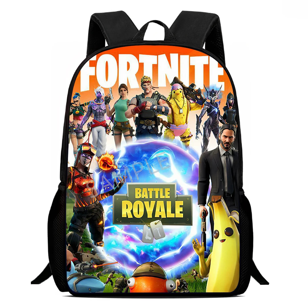 Fortnite 15 tommer tegneserie-skolerygsæk til børn, drenge og piger, cool gaming-print, let og rummelig rygsæk, egnet til alderen 5-8