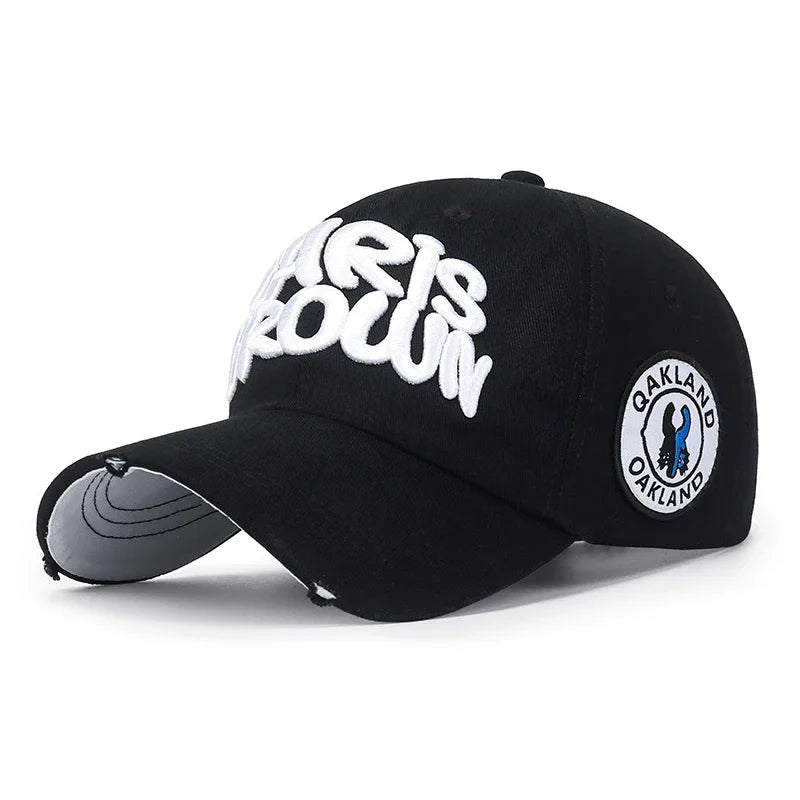 Modna czapka baseballowa do sportu na świeżym powietrzu, unisex, dla mężczyzn i kobiet, z uniwersalnym haftem literowym, regulowana czapka typu snapback