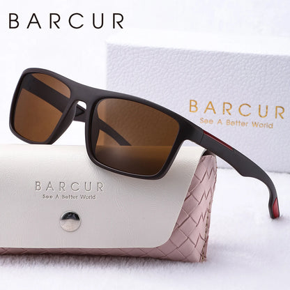 BARCUR Fashion TR90 Men Sunglasses Sturdy Durable Rectangle Frame Cool Outdoor Sports Men And Women Polarized Sunglasses