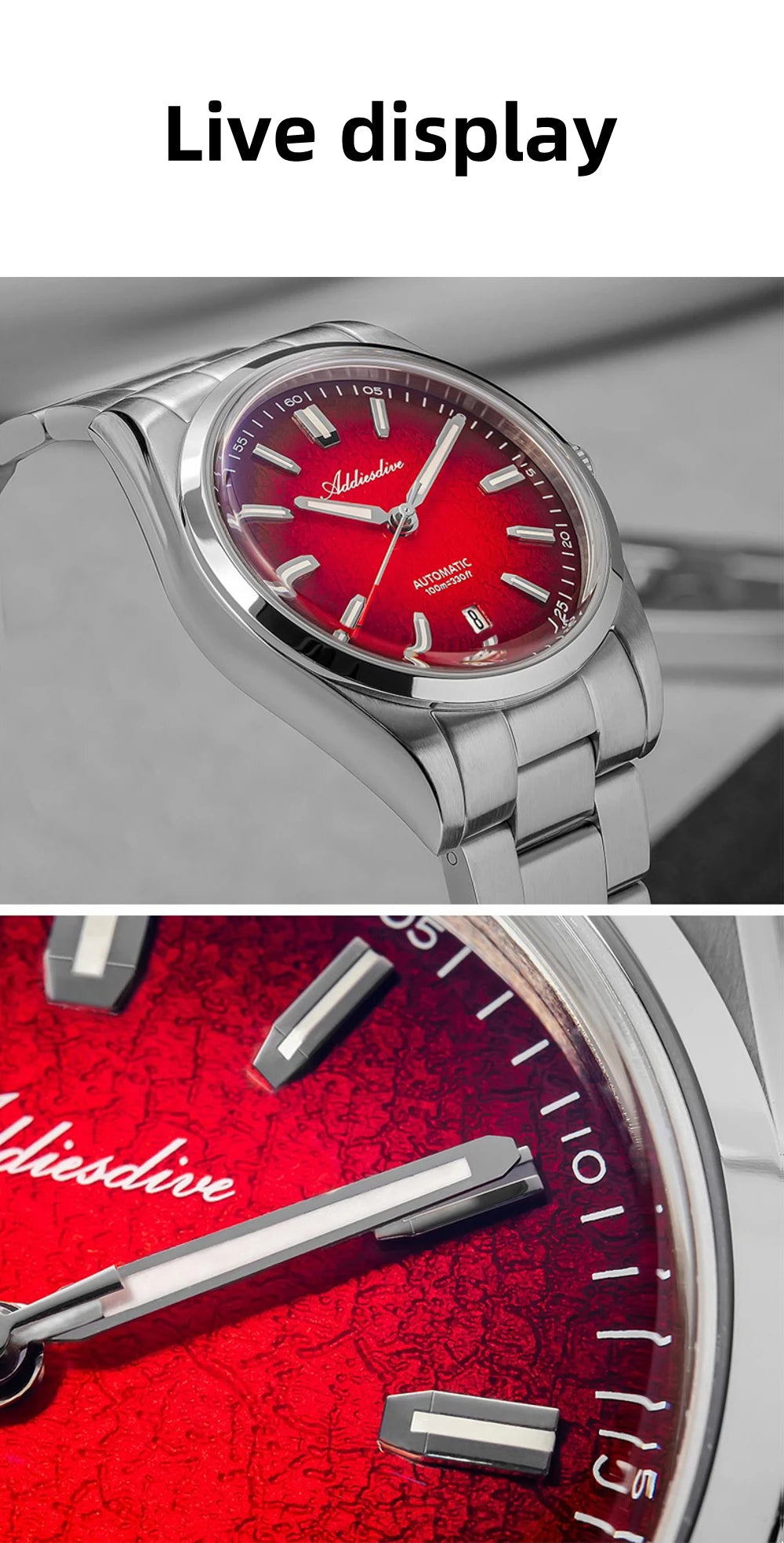ADDIESDIVE Luxury Men's Automatic Watch BGW9 Super Luminous Bubble Mirror Glass 100m Waterproof Analog Men Steel Watches AD2531