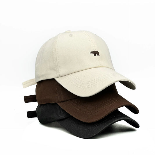 Polar Bear Embroidery Sun Hat Cotton Baseball Cap Lightweight UV Protection for Spring Summer Fall