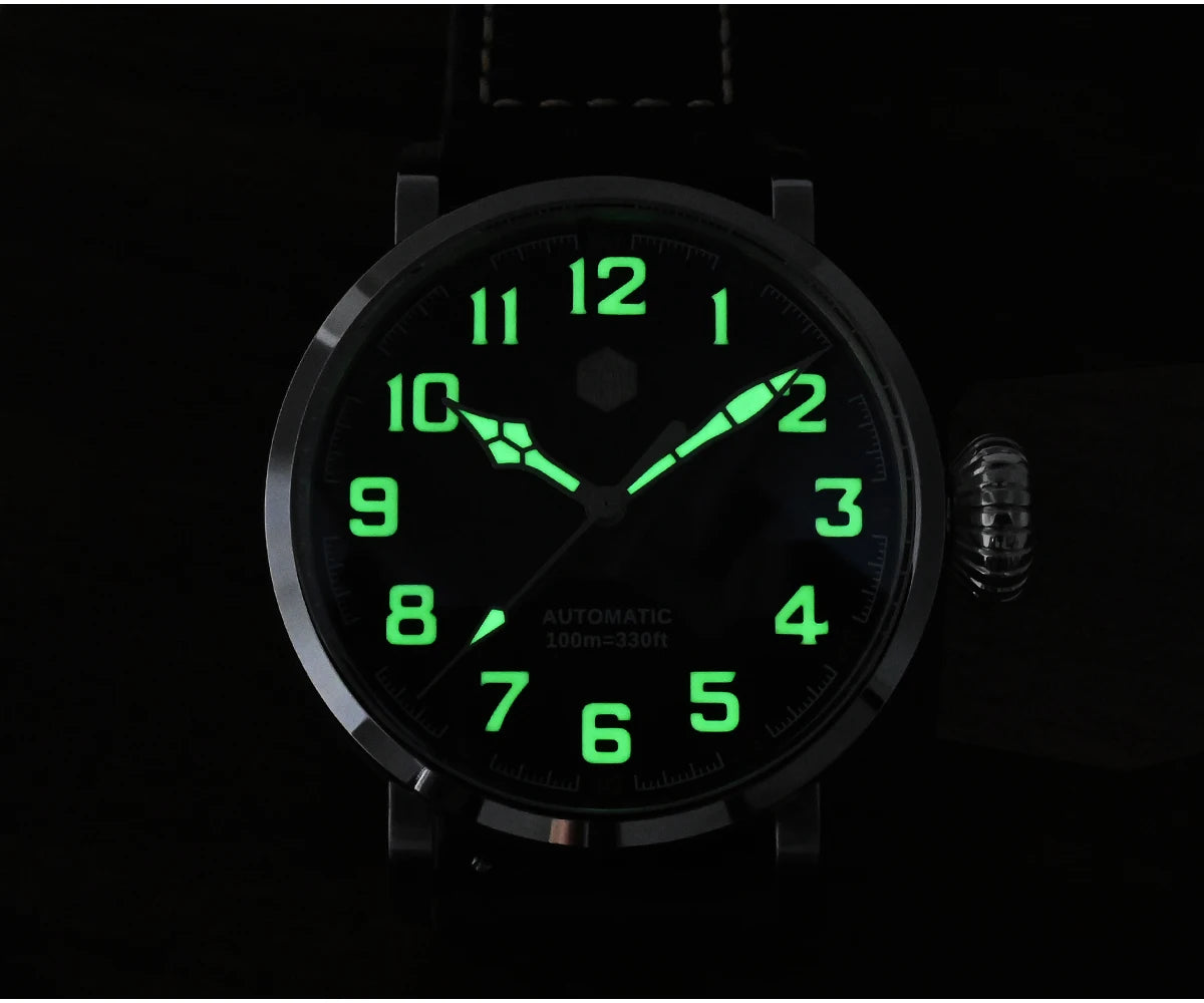 San Martin Fashion Men's Watch 40mm Pilot Automatic Mechanical YN55 PT5000 SW200 Stainless Steel Luminous Waterproof 100m
