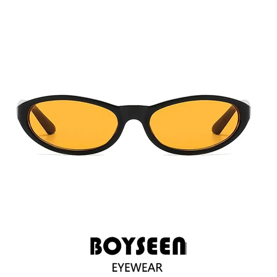 BOYSEEN Men's Hip Hop Style Sunglasses Narrow Frame Orange Eyewear UV400 Travel Beach Sunglasses U400