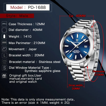 PAGANI DESIGN A150 40MM Men's Mechanical Watch Luxury Sapphire Glass Men's Automatic Watch 100M Waterproof Reloj Hombre