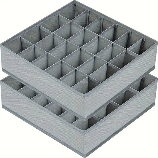 1pc Fabric Storage Box with 24 Compartments - Foldable Stackable Organizer for Socks Ties Underwear Space-Saving Drawer Divider