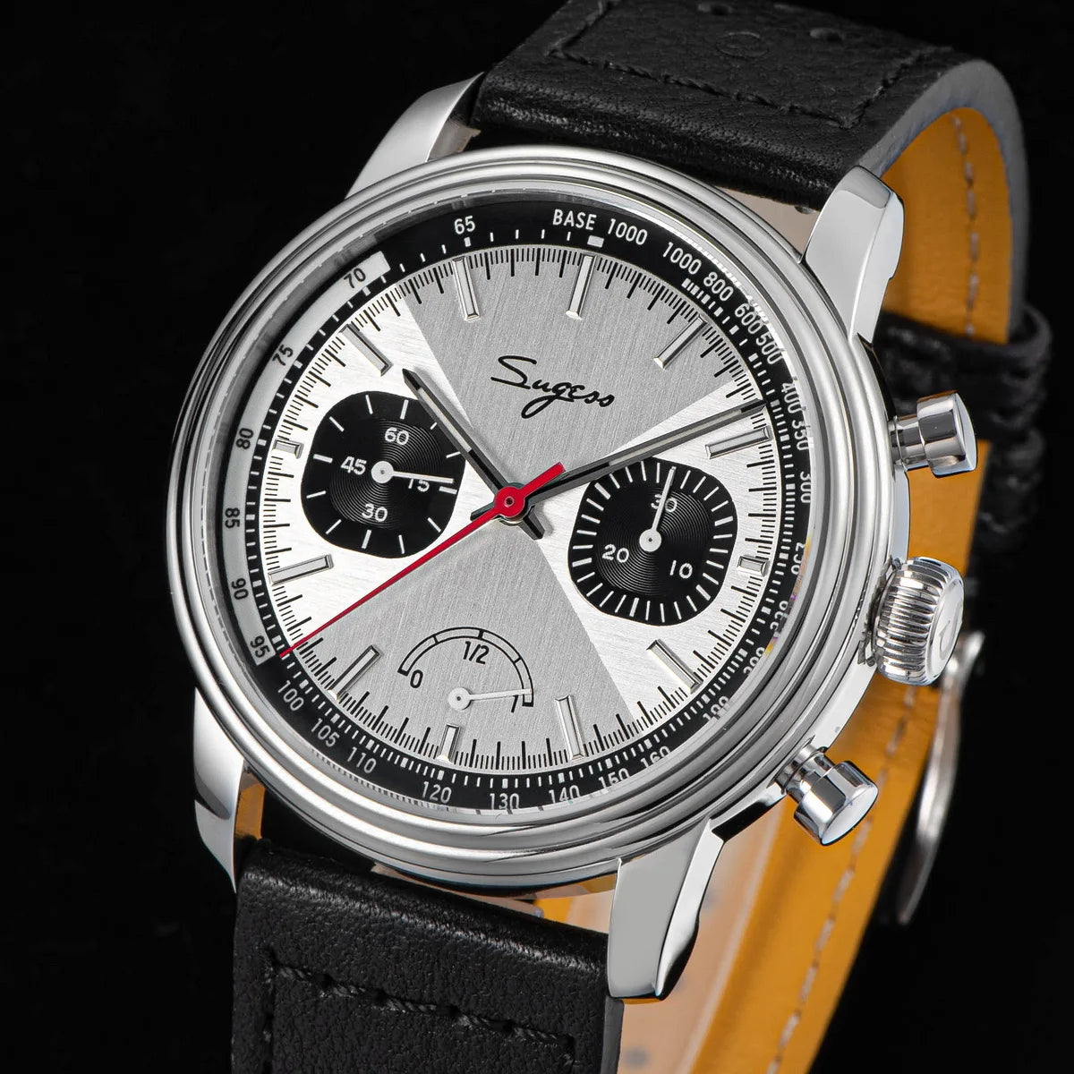 Sugess Watch of Men Pilot 1963 Wristwatches ST1906 Chronograph Handwind Movement Domed Sapphire Waterproof PowerReserve Lume V2