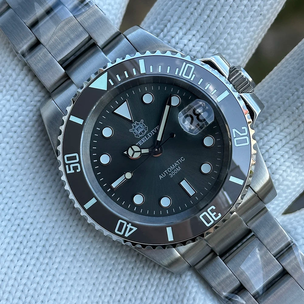STEELDIVE Brand  SD1953 Gray Dial Stainless Steel NH35 Watch Ceramic Bezel 41mm Sapphire Glass Men Dive Watches  hombre
