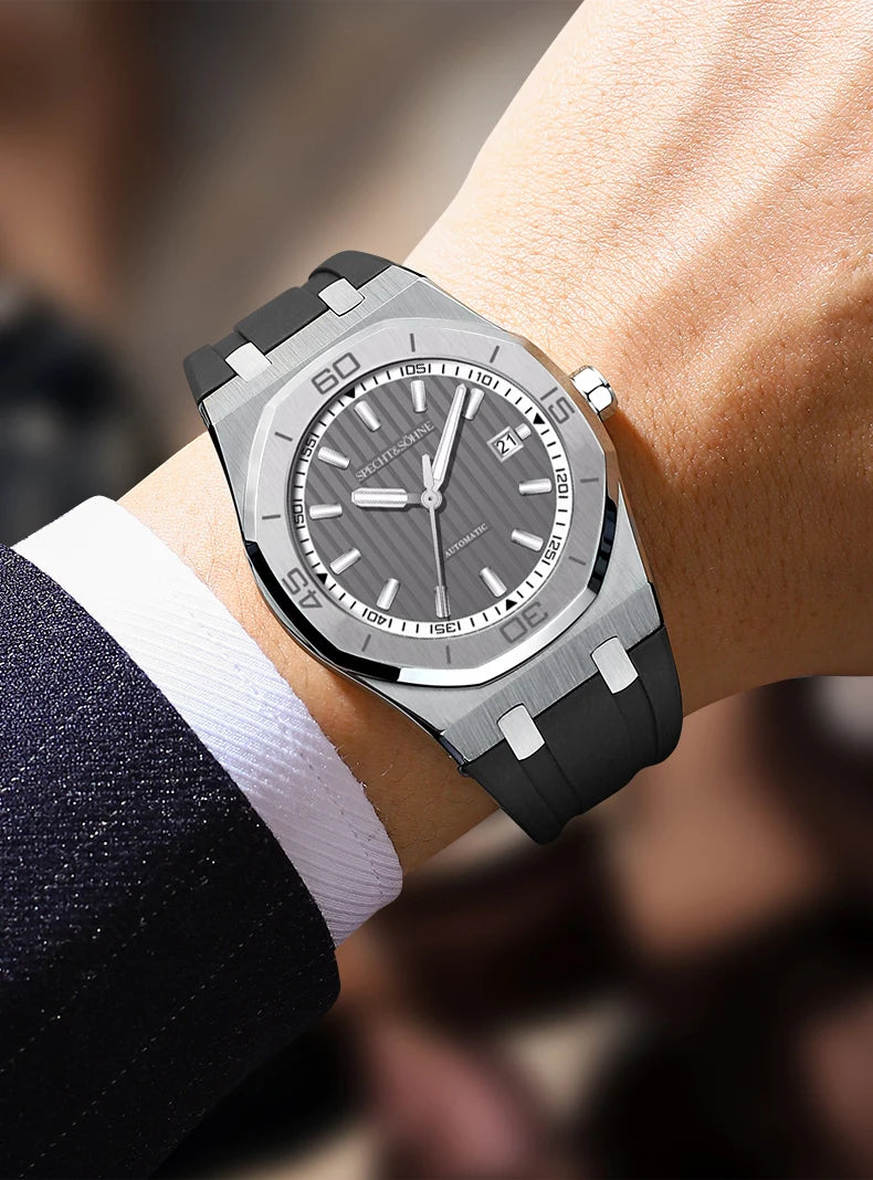 New Luxury Specht & Söhne Automatic Mechanical Watches Japan 8215 Movt Stainless Steel Watch Sapphire Crystal Waterproof 40MM