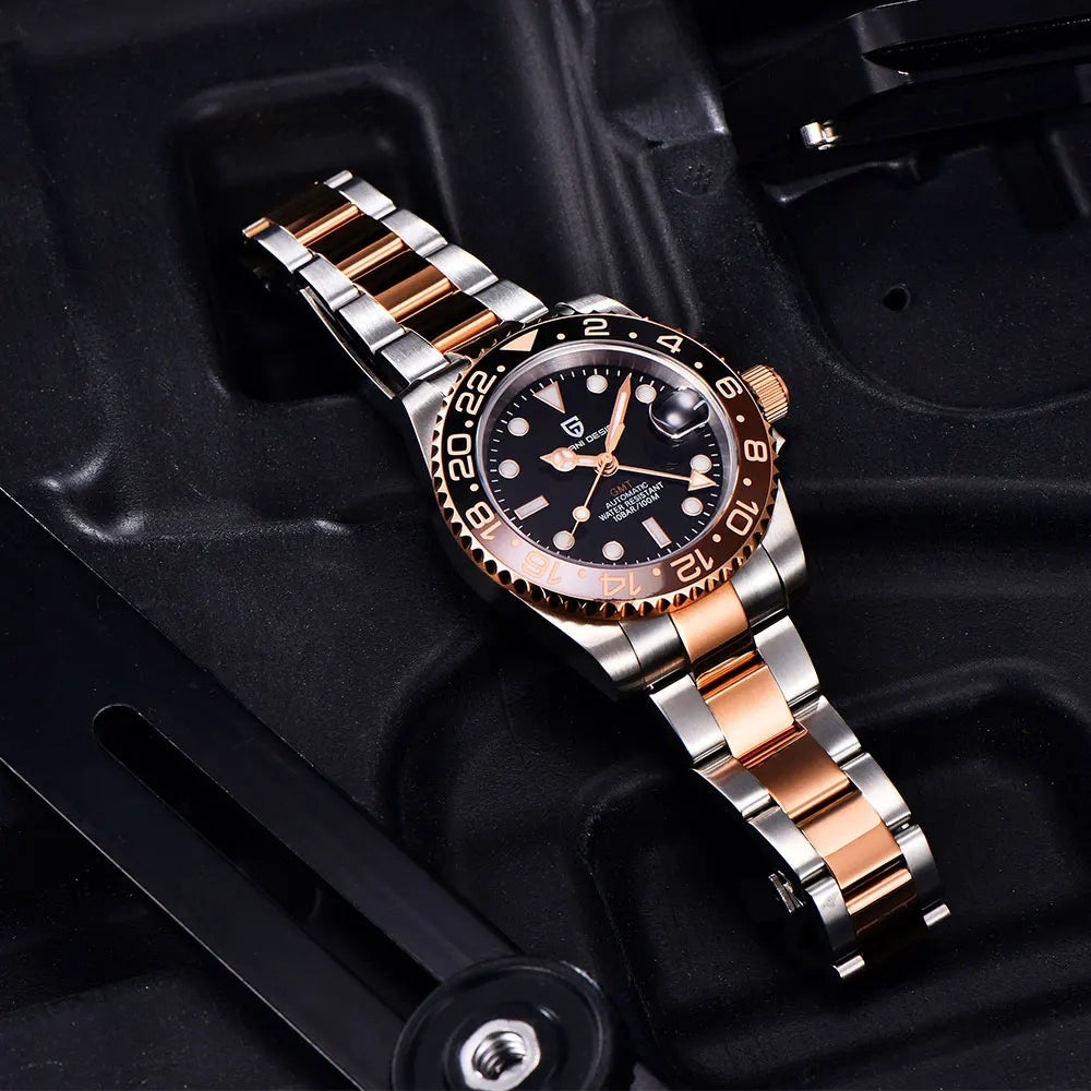 Man Watch PAGANI DESIGN GMT Men Mechanical WristWatch Luxury Sapphire Glass Waterproof 40mm Automatic Watch for Men Reloj Hombre