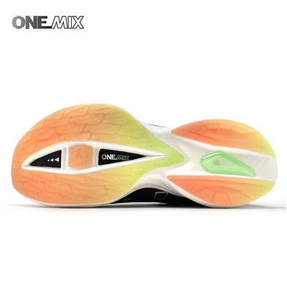 ONEMIX New Nylon Carbon Board Marathon Running Racing Shoes Shock-Absorbing Professional Stable Support Ultra-Light Rebound Sneakers