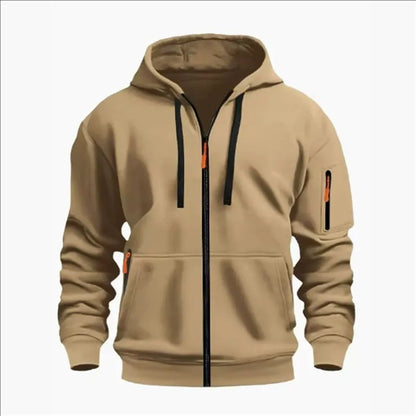 Men's Sweatshirts with Zipper Pockets Thin Solid Color Half Tracksuit Casual Outdoor Hooded Tracksuit Long Sleeves Jacket Coats