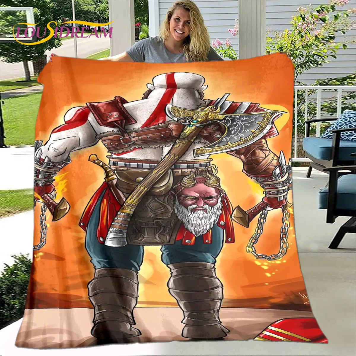 Game God of War Gamers Soft Plush Blanket,Flannel Blanket Throw Blanket for Living Room Bedroom Bed Sofa Picnic Cover Bettdecke