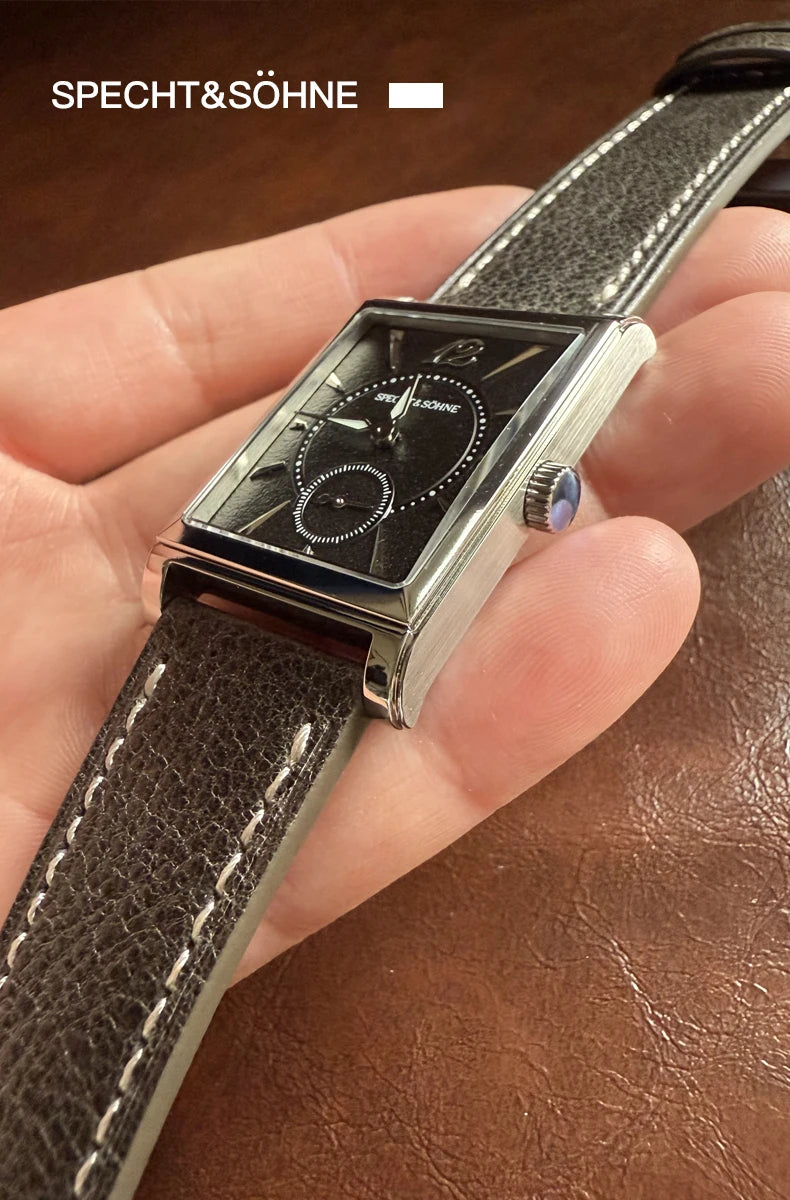 2025 New Fashion Specht & Söhne Square Watch Men's Watches Ultrathin Japan Movement Casual Men's Watch Black Color Men's Watch 26MM
