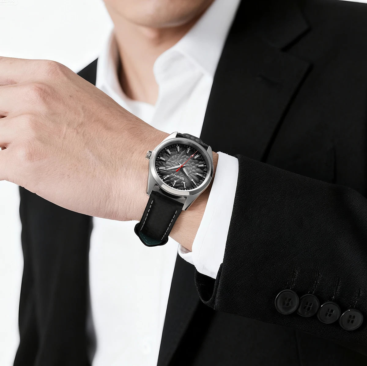 BERNY Men's Watch 10ATM Sapphire Luminous Fashion Quart Watches Full Stainless Steel Classic Dress Business Wristwatch