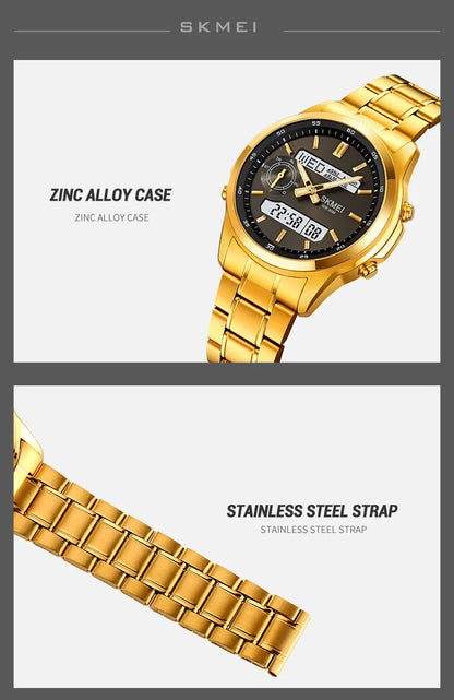 SKMEI 2284 Business Men's Electronic Multifunctional Dual Display Sports Waterproof Luminous Luxury Watch Digital Watch Reloj