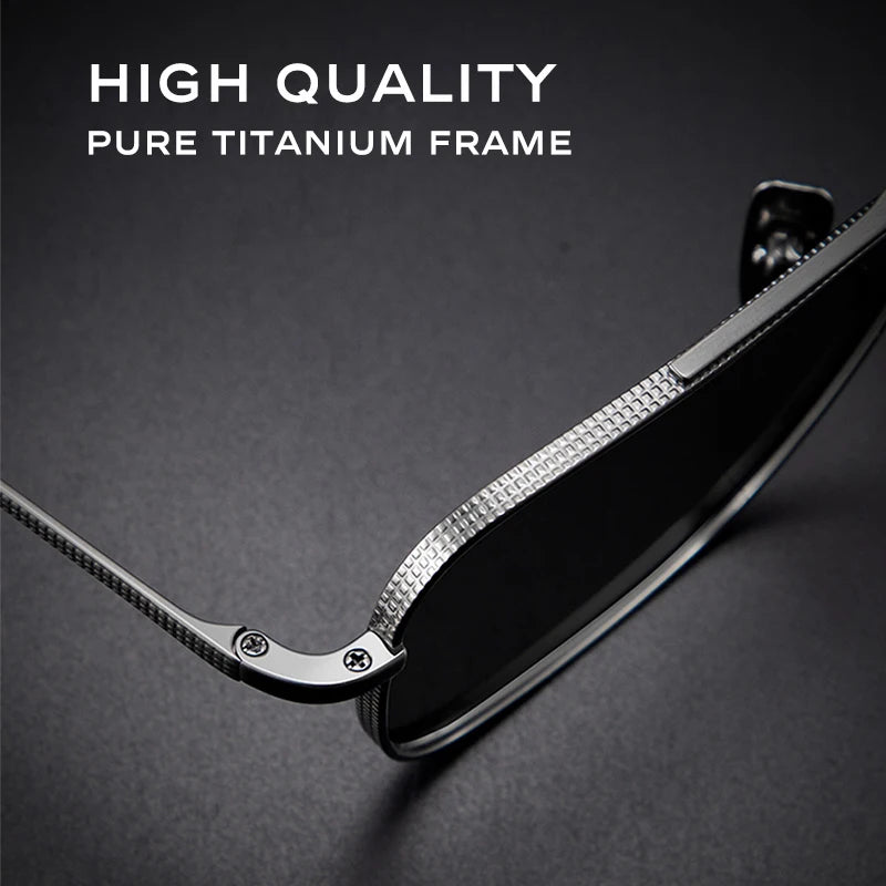 CAPONI Polarized Men Sunglasses Seiko Pure Titanium Photochromic Outdoor Driving Shades UV400 Original Brand Sun Glasses BS50004