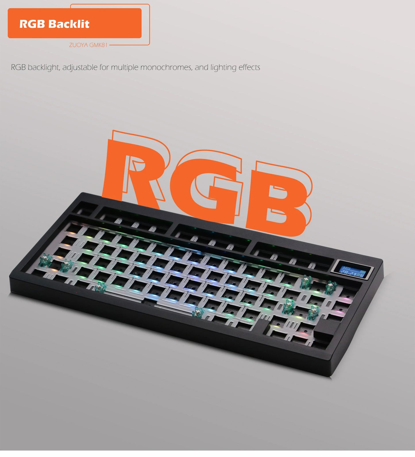 Kit de teclado mecânico ZUOYA GMK81 Hot-swappable Bluetooth 2.4G sem fios com retroiluminação RGB, estrutura gasket, suporte para