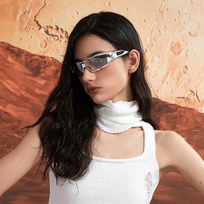 KLASSNUM Women Y2k Glasses Men 2026 Trendy New Sunglasses Future Sense Of Technology Girls Silver Pink Sunglasses UV400 Eyewear