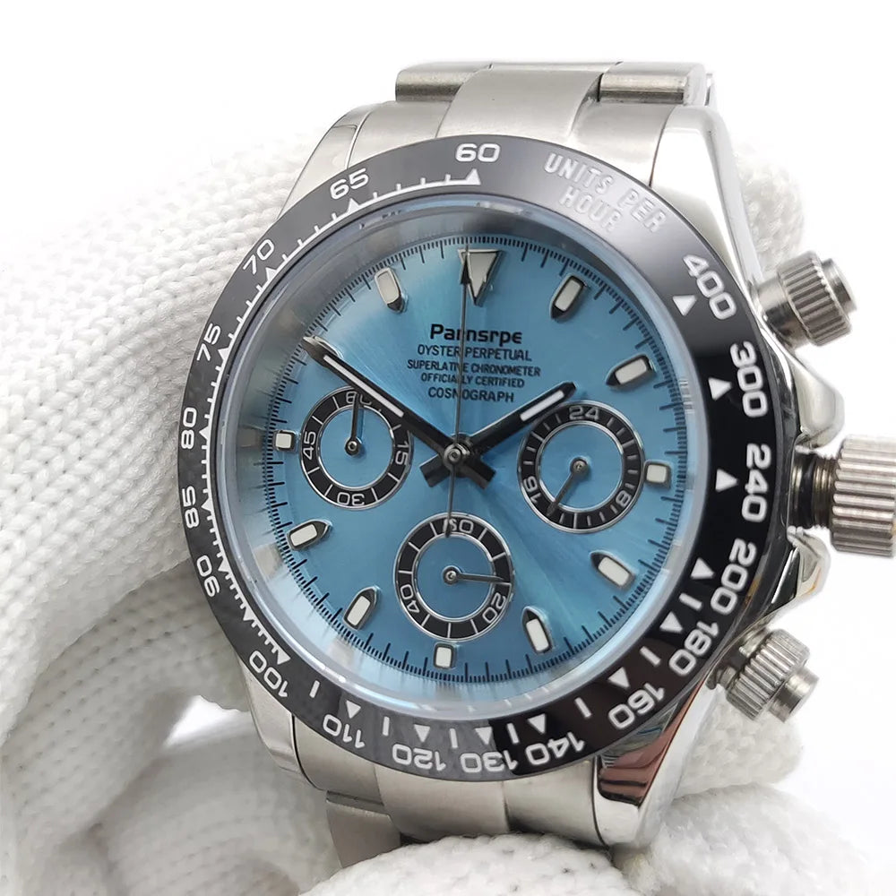 39mm Watch Quartz for Men Luxury Chronograph Fashion Sapphire Trendy Stylish Sports Mens Steel Band Wrist Watches