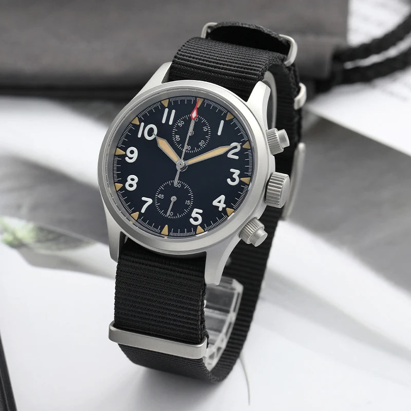Militado ML1868KF Retro VK67 Quartz Chronograph Watch Stainless Steel Case 3 Dial Waterproof 100M  Multifunction Military Watch