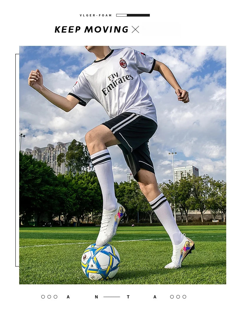 New Men Football Boots Cleats Non-Slip Match Ultralight Soccer FG Training Shoes Soccer Shoes Long Spikes Outdoor Drop Shipping