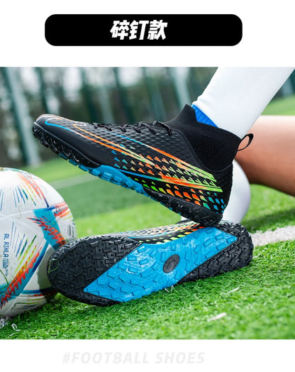 Double Star High-Top Soccer Shoes, Men's TF Turf Studs, Professional Training & Match for Boys, Teens, Kids and Adults
