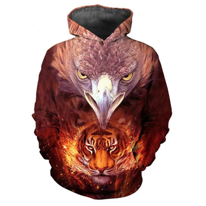 Animal Tiger Eagle Wolf 3D Print Men Women Laxity Hoodie Casual Oversized Pullover Popular Fashion Sweatshirt Trend Men Clothing