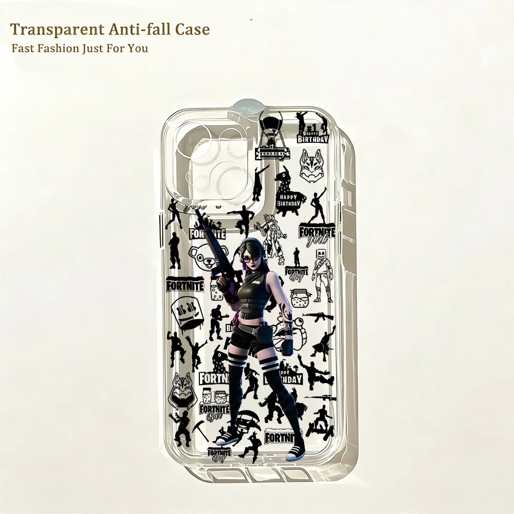 Hot Game Fortnite Phone Case for iPhone 17e 17 16 16e 15 14 13 12 11 Mini Pro Max X XR XS Max 7 8 Air Plus Clear Back Cover