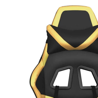 Gaming Chair with Footrest Black and Gold 67X64X116-127 cm in Imitation Leather, Reclining 360 Swivel Chair ° Can Carry 110 kg