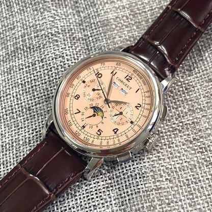 Orologio automatico da uomo Multification con data, giorno, mese e anno, orologio meccanico da uomo in 316L, cassa lucidata, indicatore giorno/notte, 42mm