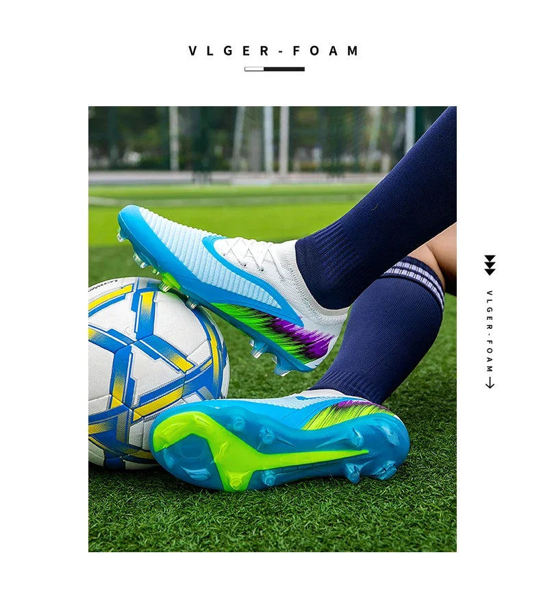 New Men Football Boots Shoes FG Soccer Shoes Non-Slip Cleats Ultralight Soccer Match Long Spikes Outdoor Training Drop Shipping
