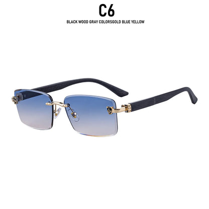 2026 Wooden Rimless Sunglasses Women Trendy Retro UV400 Protection Square Sunglass Men Brand Design Fashion Glasses Dropshipping