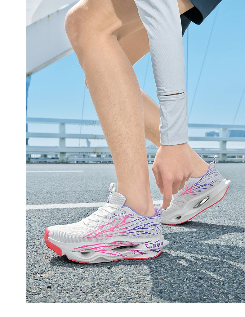 Men Women Ultra Light Carbon Plate Running Shoes Breathable Mesh Upper Soft Midsole Rubber Outsole for Running Training Sneakers